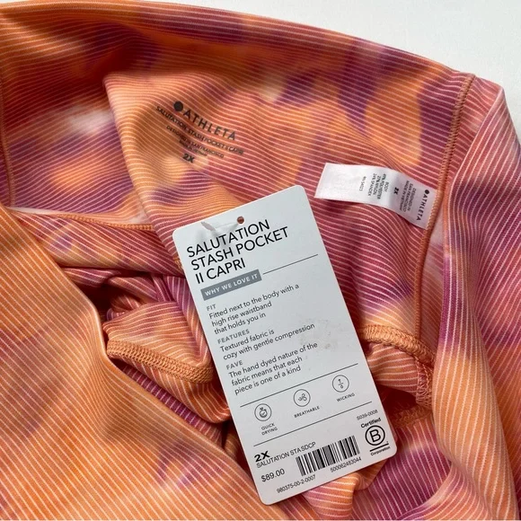 NEW! Women’s Athleta Salutation Stash Pocket II Capri Leggings Size 2X W/Tags - Picture 4 of 5